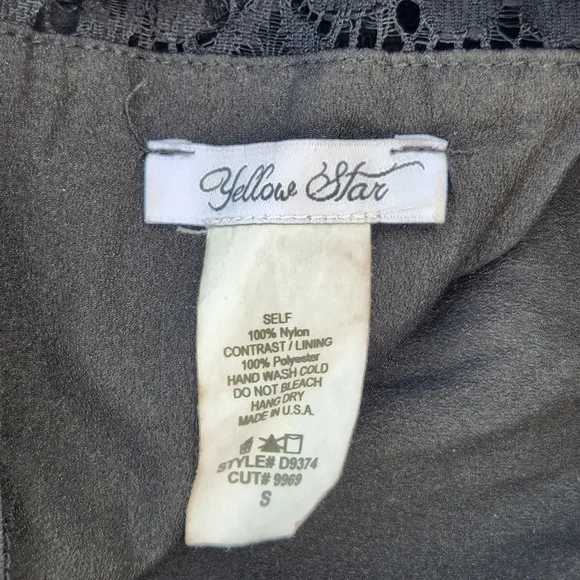 YELLOW star black lace dress size small - Picture 6 of 11